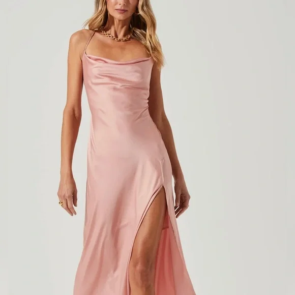 Astr | Dresses | Nwot Astr The Label Gaia Midi Slip Dress W Slit Coral  Blush Size L | Poshmark
